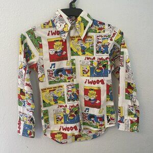 Rare Nicholas Nicky Zann 1970s Comic Strip Pop Art Illustrated Boys Shirt (U6)